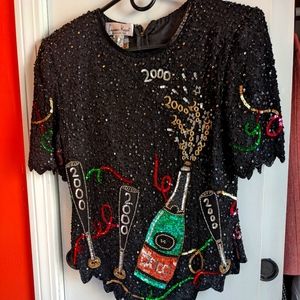 Y2K Sequin Top 2000 New Year's Laurence Kazar M 🍾